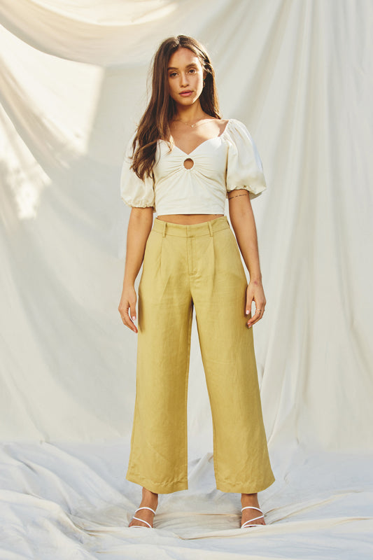 Lulu Puff Sleeve Cutout Top in Vanilla