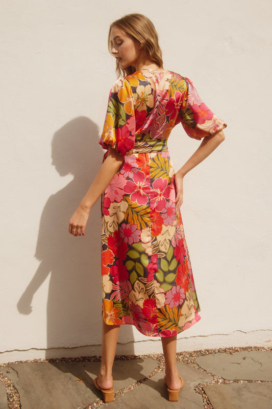 Eden Floral Wrap Midi Dress