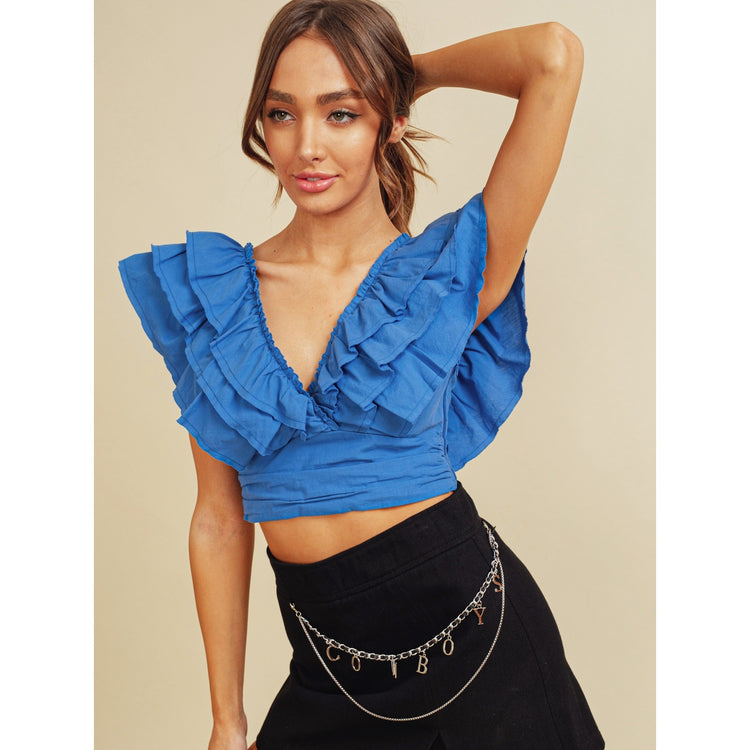 Raley Ruffle Top in Royal Blue