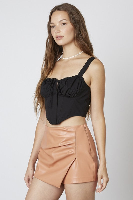 Linden Faux Leather Skort in Pumpkin