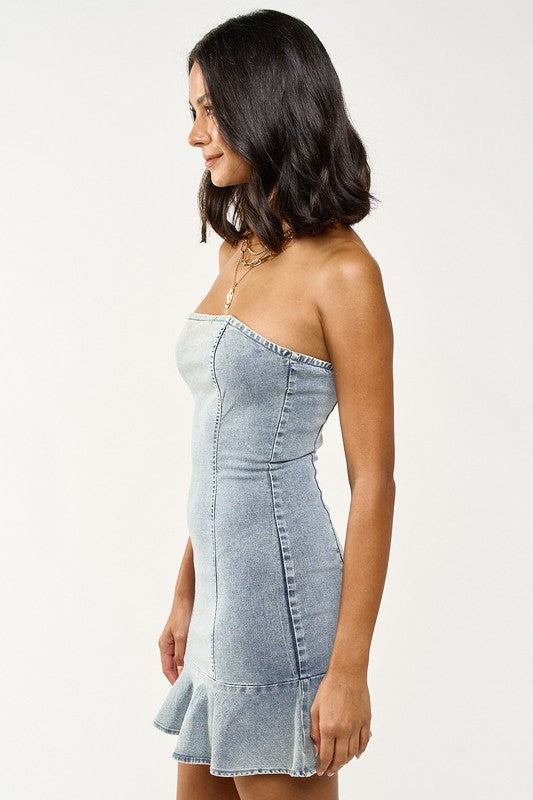 Beverly Strapless Denim Dress