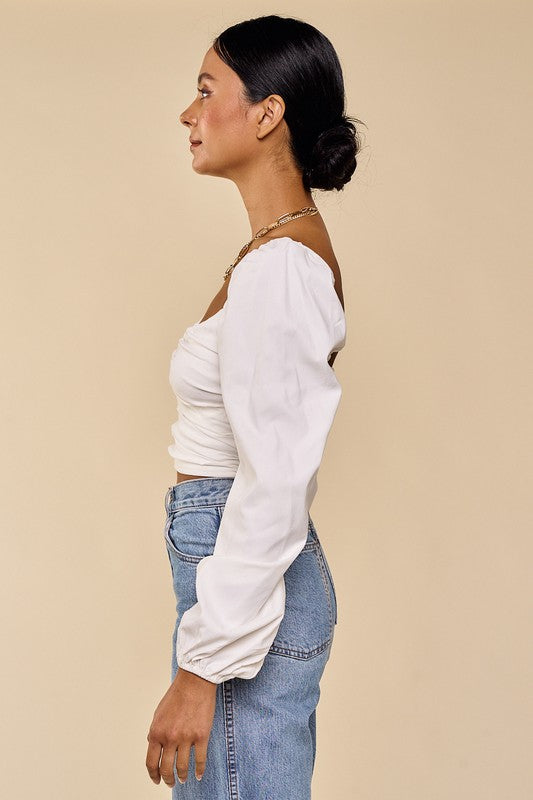 Holand V Long Sleeve Top in White