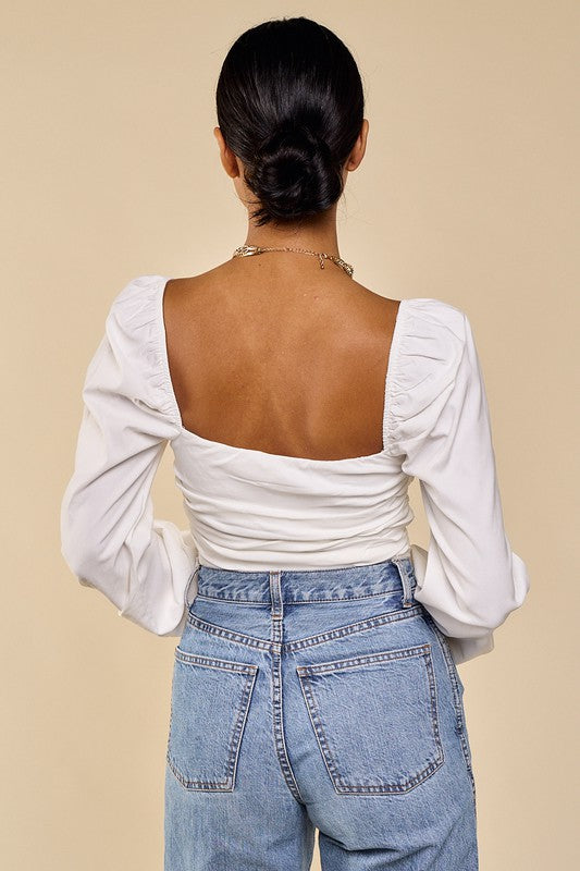 Holand V Long Sleeve Top in White
