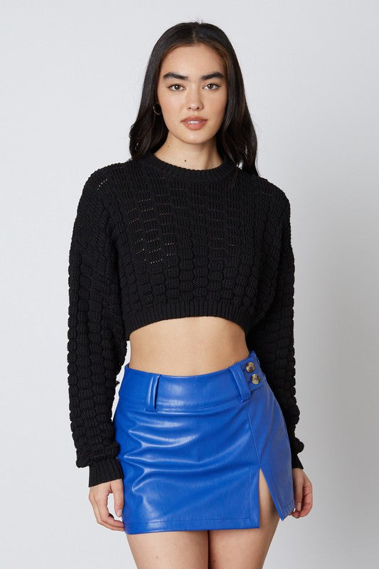Emira Leather Skirt in Cobalt