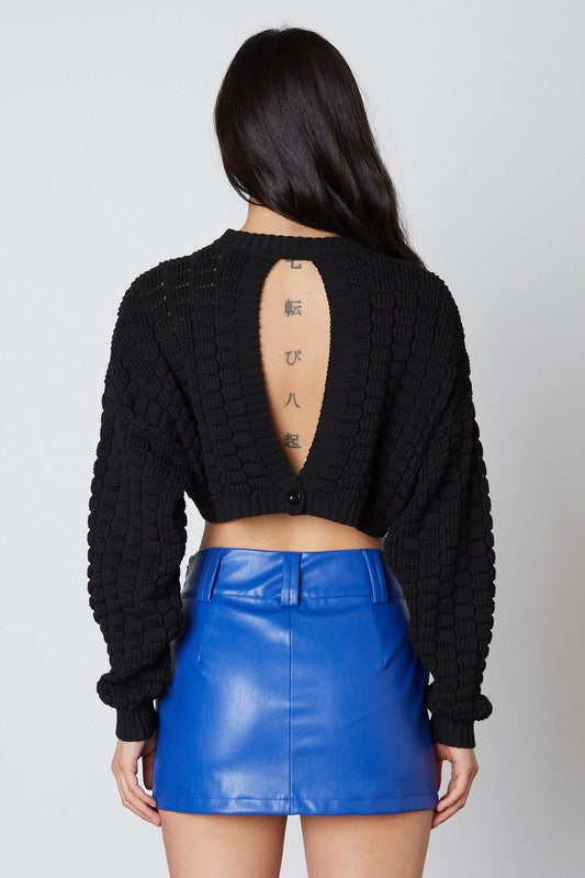 Emira Leather Skirt in Cobalt