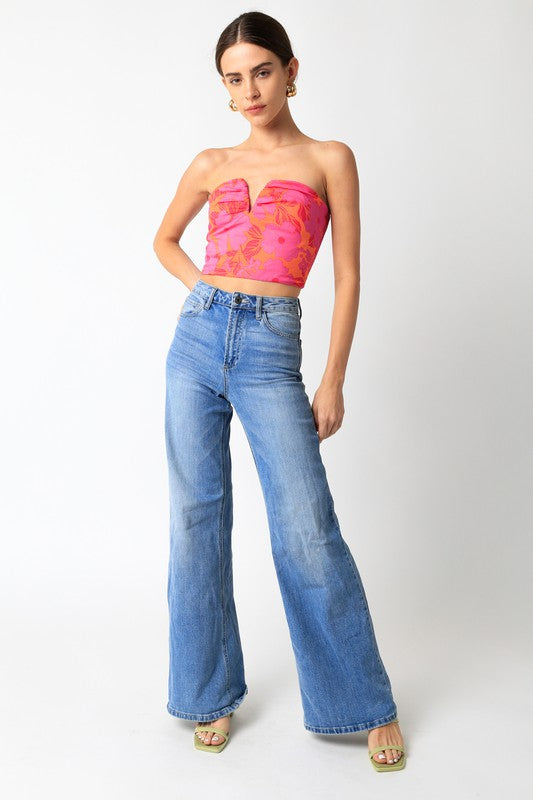 Paloma Strapless Floral V Top