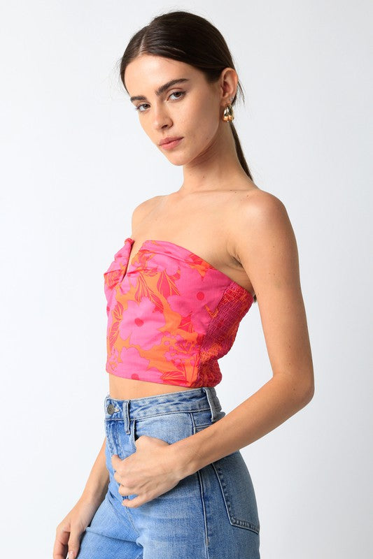 Paloma Strapless Floral V Top