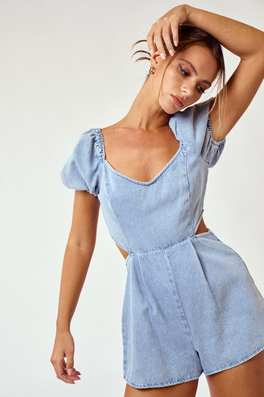 Lindy Denim Cutout Romper