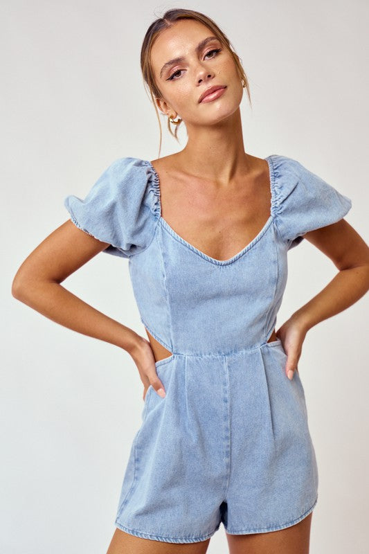 Lindy Denim Cutout Romper