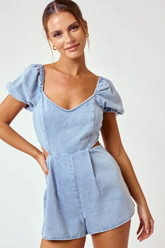 Lindy Denim Cutout Romper