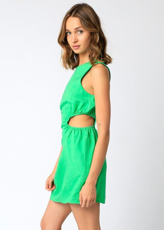 Vienna Side Cut Out Dress in Kelly Green
