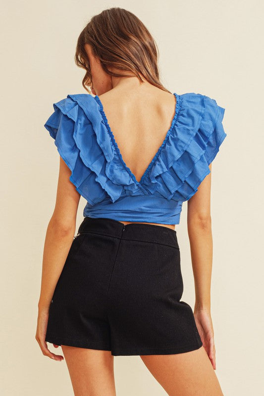 Raley Ruffle Top in Royal Blue