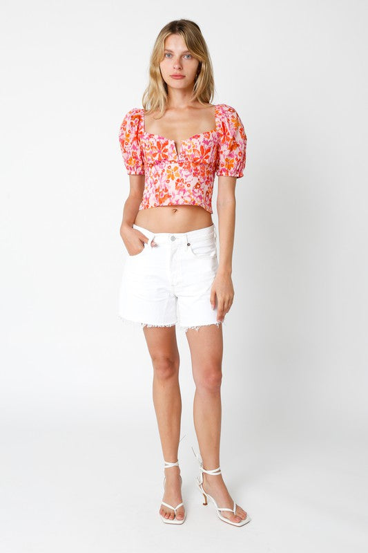 Maizie Floral V Crop Top