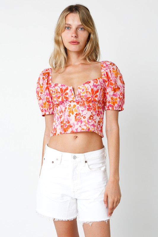 Maizie Floral V Crop Top