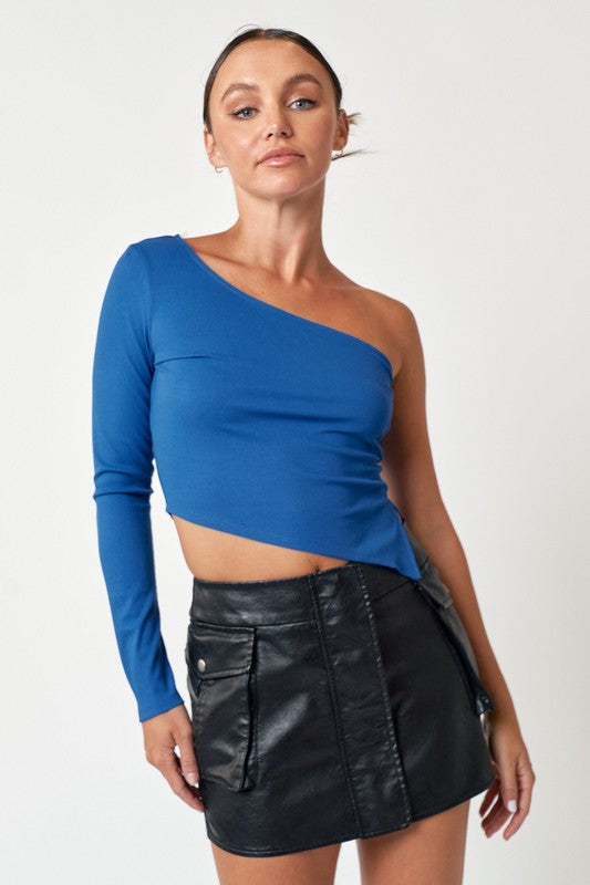 Bianca Blue One Shoulder Top