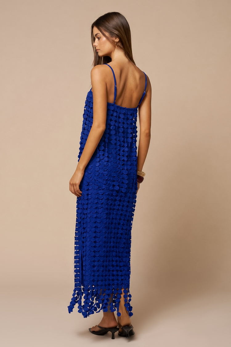 Cici Circle Drop Fringe Skirt in Royal