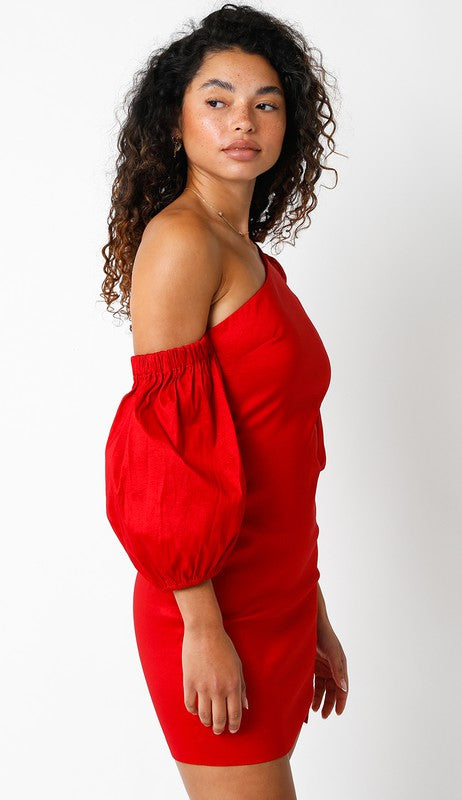 Sinclair Off Shoulder Dress in Red
