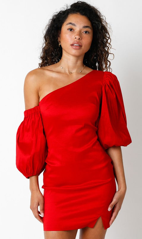 Sinclair Off Shoulder Dress in Red