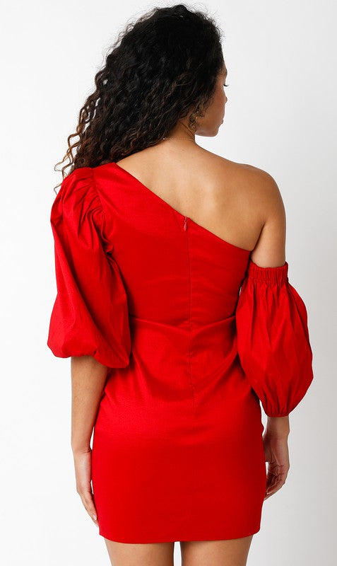 Sinclair Off Shoulder Dress in Red