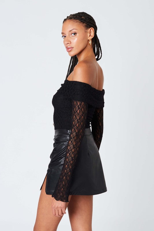 Celine Faux Leather Skort in Black