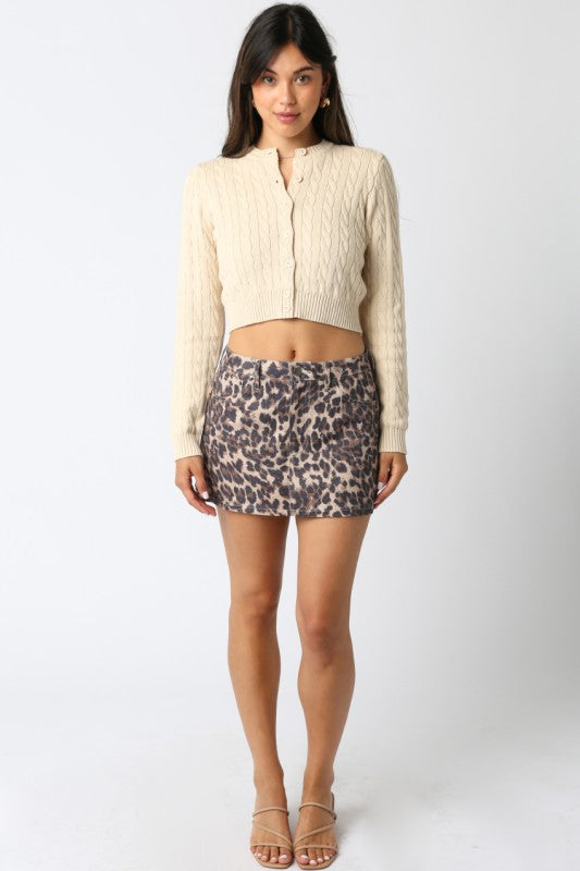 City Cat Leopard Denim Skirt