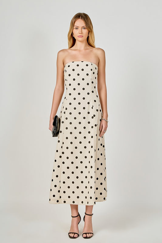 Londyn Polka Dot Strapless Maxi Dress