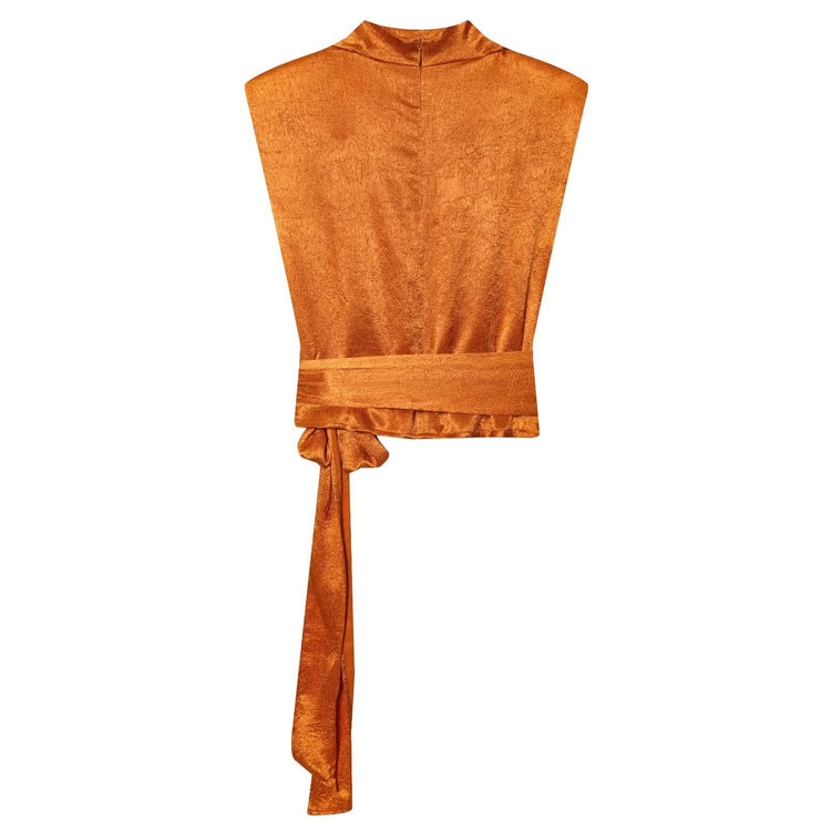 Hart Satin Tie Top in Orange