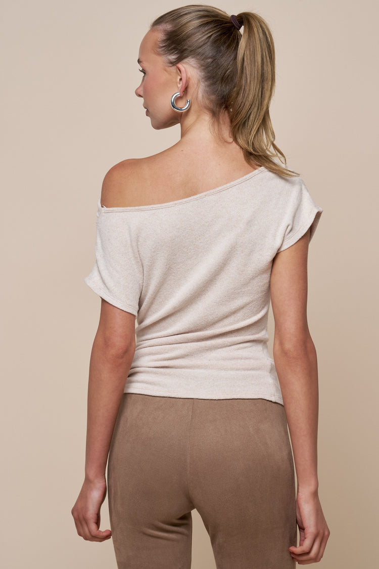 Chloe Off The Shoulder Sweater Top in Oatmeal
