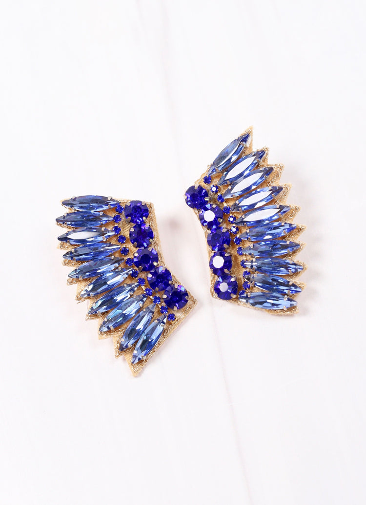 Gameday Wing Earrings in Blue