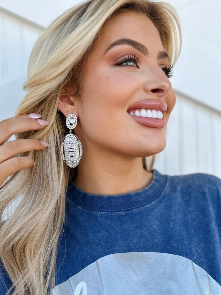 Diamond Football Earrings