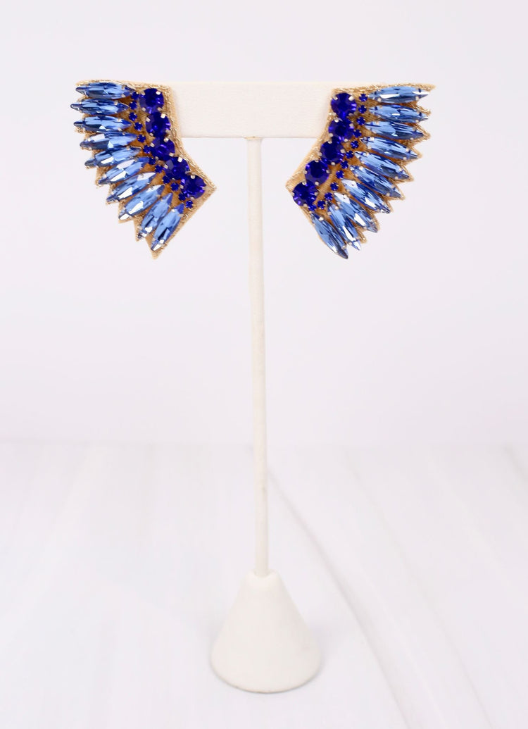 Gameday Wing Earrings in Blue