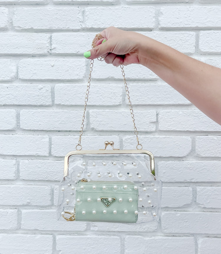 Pearl Clear Stadium Bag in Gold