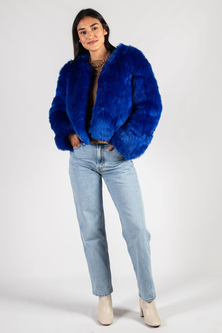 Royce Fur Jacket in Royal Blue