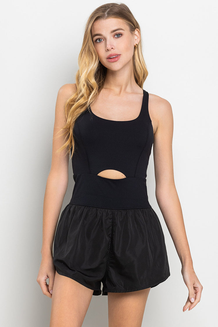 Aveline Cutout Active Romper in Black