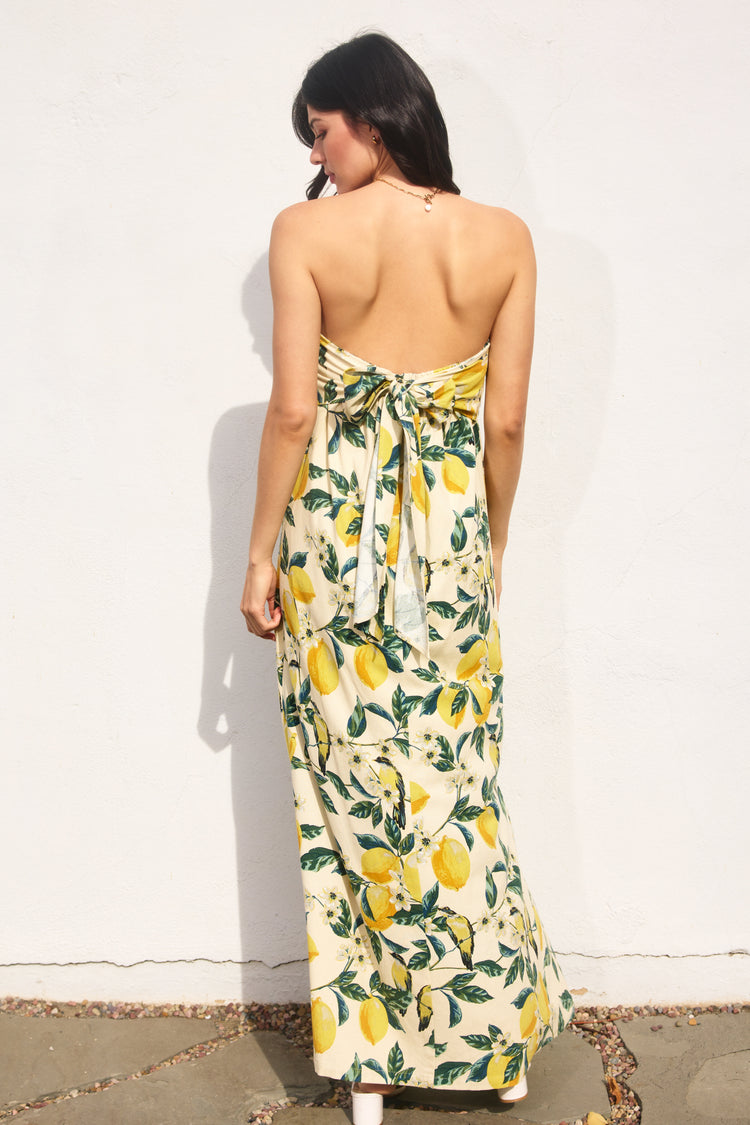 Limoncello Linen Strapless Maxi Dress