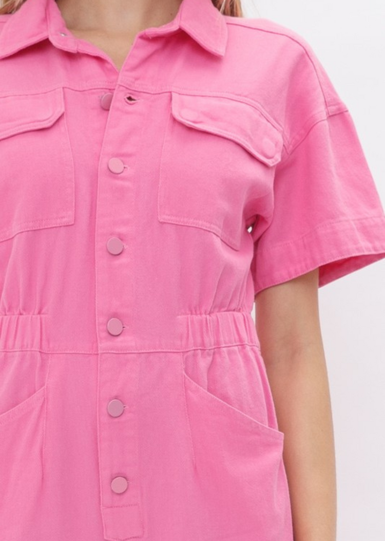Brandis Denim Jumpsuit in Pink