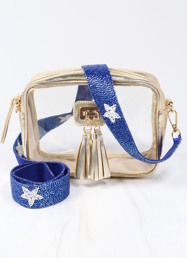 "Blue & White Stars" Beaded Strap