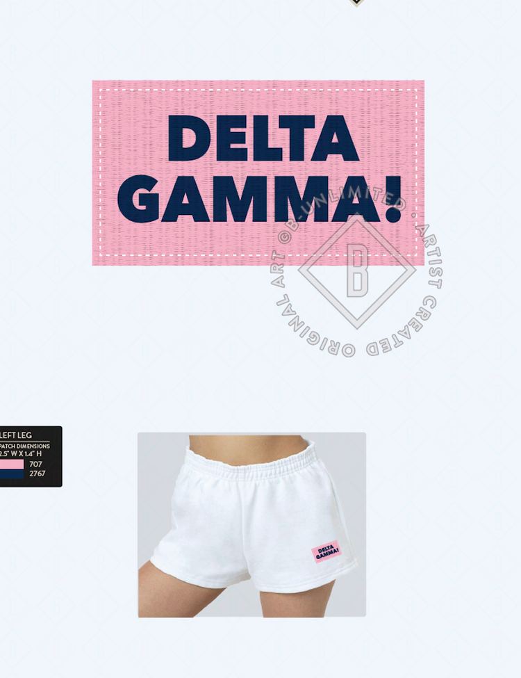JCB Exclusive | Delta Gamma Patch Shorts