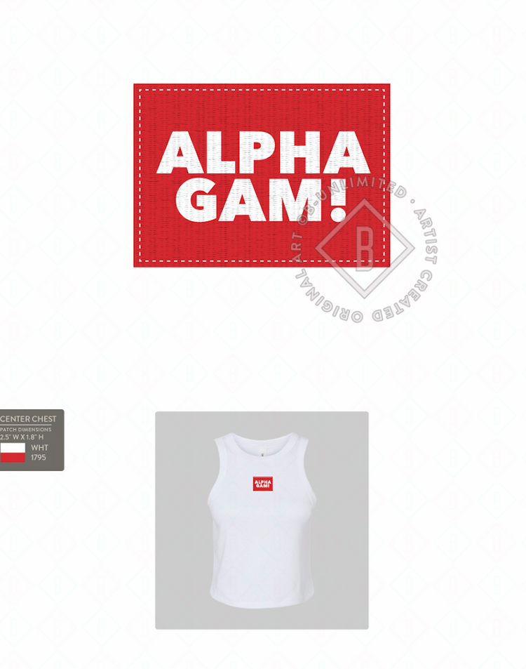 JCB Exclusive | Alpha Gam Patch Tank