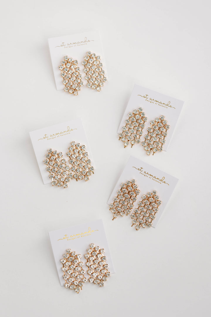 White Rhinestone Tassel Earrings | St. Armands Designs