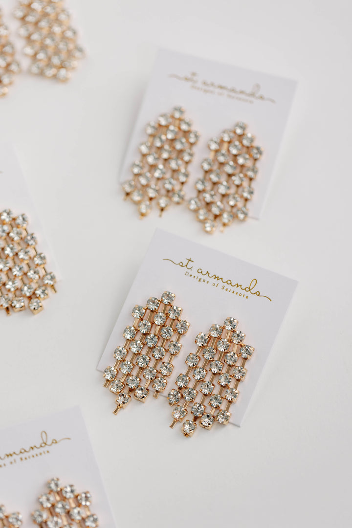 White Rhinestone Tassel Earrings | St. Armands Designs