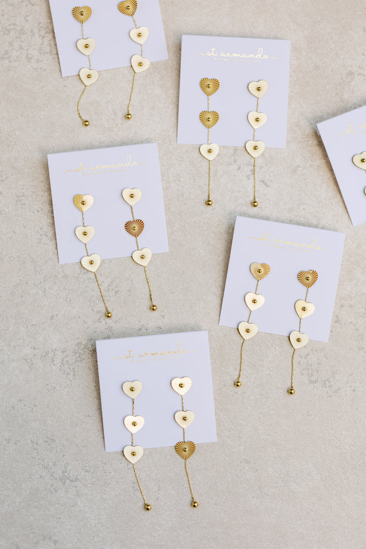 Gold Heart Duster Drop Earrings | St. Armands Designs