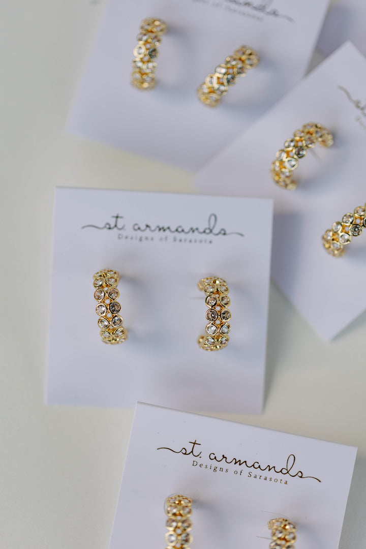 Double Diamond Gold Chunky Hoops | St. Armands Designs