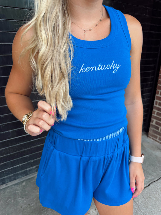 Kentucky Embroidered Tank in Royal