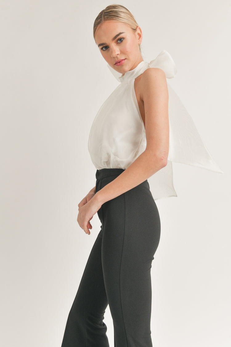 Poppie Tulle Halter Bodysuit in Cream