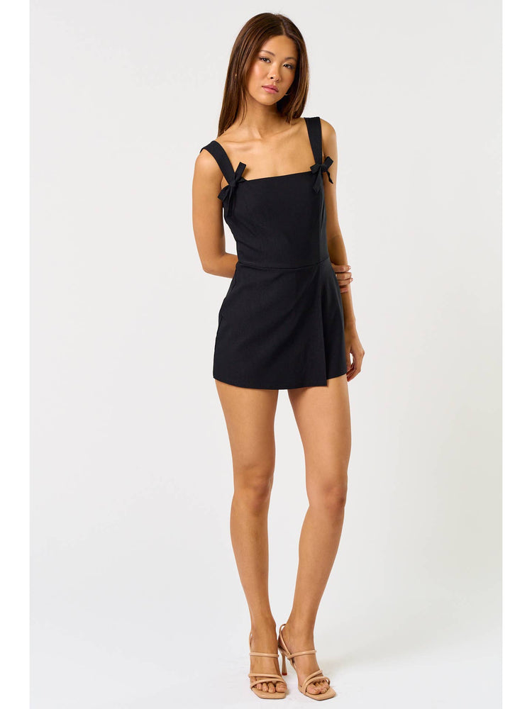 Ryanne Bow Wrap Romper in Black