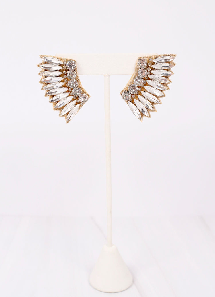 Gameday Wing Earrings in White