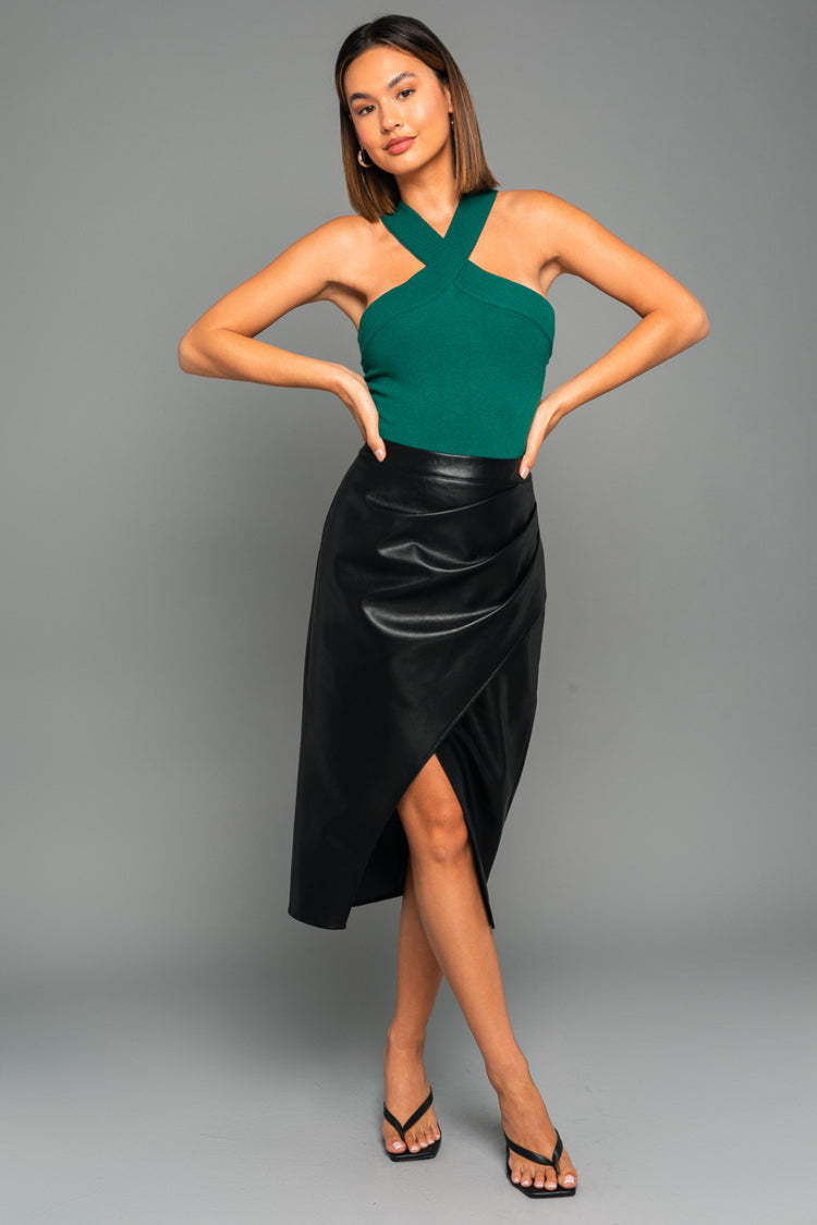Otis Halter Sweater Bodysuit in Green