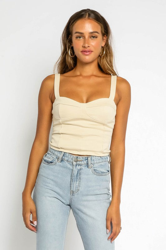 Bella Bust Seam Sweetheart Tank in Natural
