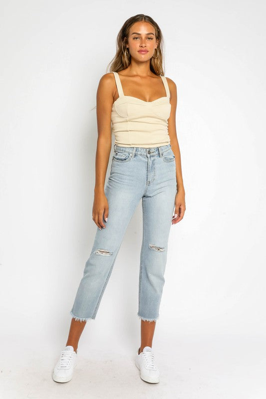 Bella Bust Seam Sweetheart Tank in Natural